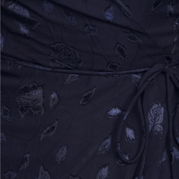 Lulus | Dresses | Evening Of Elegance Navy Blue Floral Jacquard Wrap